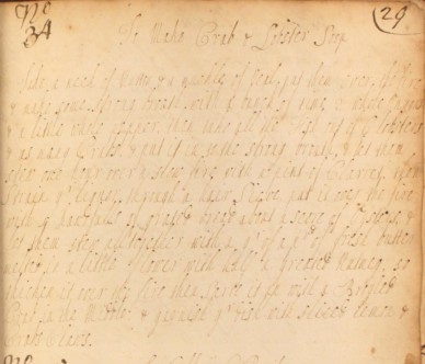 To make crab and lobster soup: an 18th century recipe from The Cookbook of Unknown Ladies