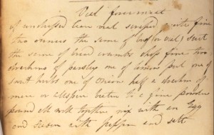 Dr Kitchiner's method for making veal forcemeat, recorded in The Cookbook of Unknown Ladies