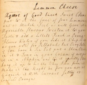 18th century for lemon cheese from The Cookbook of Unknown Ladies