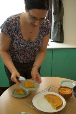 Christina serves up the cheesecake for the all important tasting!