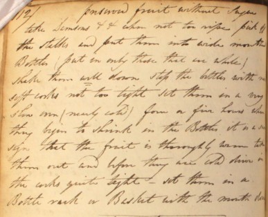 Dr Kitchiner’s instructions for bottling fruit, as transcribed in The Cookbook of Unknown Ladies