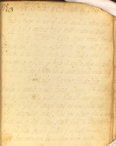 18th century recipe "to collar a breast of veal" from The Cookbook of Unknown Ladies. Image property of Westminster City Archives.