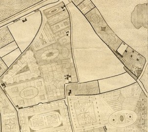 Horwood's map of late 18th century London shows the ornamental layout of Pimlico's market gardens