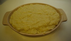 Mashed and mixed and ready for the oven! Our potato pudding just prior to baking...
