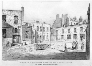 This view of St Marylebone Workhouse was originally drawn by a pauper inmate of the institution in 1866. 