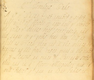 Mrs Townley’s 18th century recipe for a light sponge with lemon and caraway cake, from The Cookbook of Unknown Ladies.
