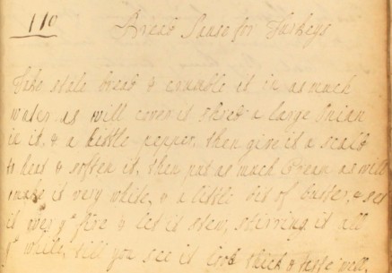 Bread sauce for turkeys: an 18th century recipe from The Cookbook of Unknown Ladies