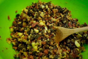 The mincemeat mixture, ready for putting in the pie cases