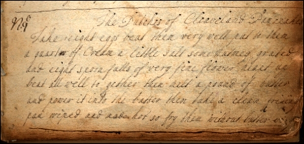 Georgian recipe for pancakes, attributed to the Duchess of Cleveland